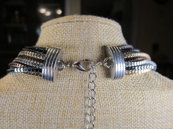 Beautiful, striking mixed metals layered square chains necklace 19-22" - Image 3