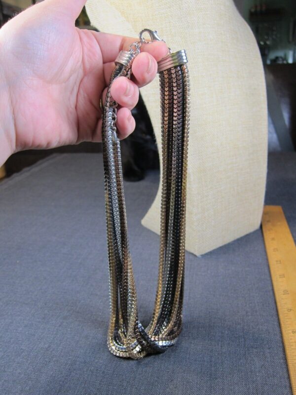 Beautiful, striking mixed metals layered square chains necklace 19-22" - Image 5