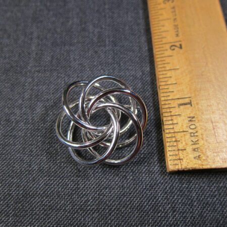 Gorgeous vintage connected circles brooch pin solid sterling silver signed Carla