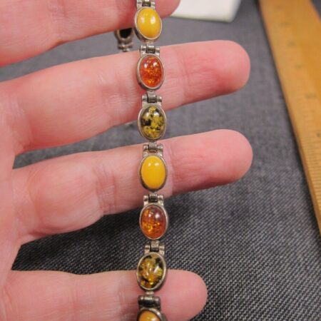 Gorgeous tennis bracelet sterling silver 3 kinds of real amber egg yolk Baltic