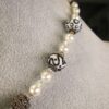 Gorgeous necklace black white lampwork glass beads sterling clasp 925 - Image 3