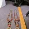 Set of two gorgeeous glass bead & brass-tone sunflower necklaces 15.5-17" - Image 3