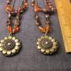 Set of two gorgeeous glass bead & brass-tone sunflower necklaces 15.5-17" - Image 4