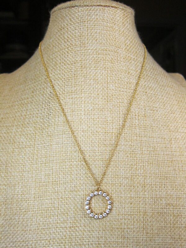 Beautiful gold-tone chain necklace by Kate Spade w/CZ circle pendant - Image 2