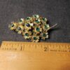 Gorgeous vintage flower cluster lilac? gold tone pin brooch green rhinestones - Image 3