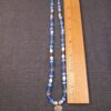 Gorgeous blue white glass beaded necklace w/sterling silver leaf pendant 18" - Image 4