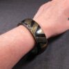 Vintage Eva Graham carved horn and brass bangle bracelet 8" - Image 3