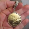 Beautiful large sterling silver bale & bezel w/brass horse coin token Caracol