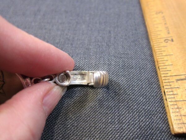 Beautiful large sterling silver bale & bezel w/brass horse coin token Caracol - Image 4