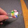 Beautiful millefiori glass cabochon simple silver-tone cuff bracelet - Image 2