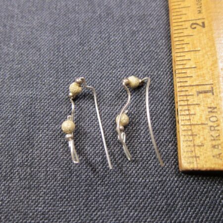 Beautiful sterling silver threader style hook earrings w/14K gold textured beads