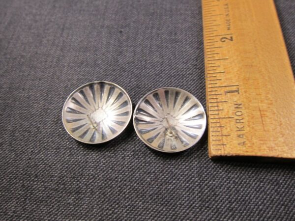 Gorgeous thin pressed sterling silver round earrings southwestern concho design