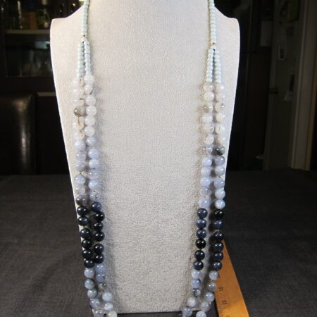 Beautiful 40-45" two layered long necklace by Chico's blue gray beads