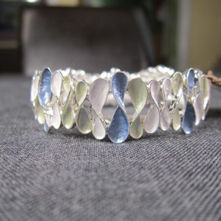 Blue green white enamel modern wave infinity design stretch bracelet Rain brand