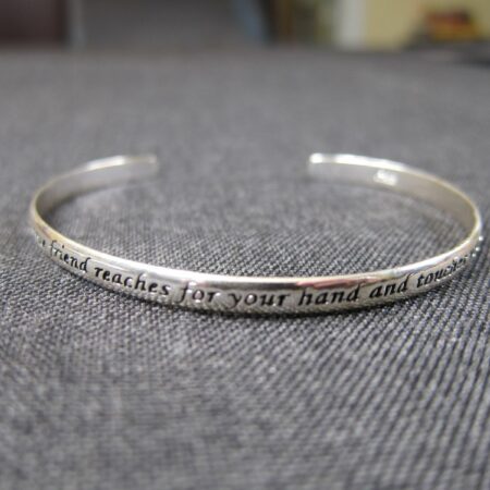 Cute thin cuff bangle bracelet Sterling Silver 925 LA True Friend Touches Heart