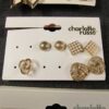 Lot of 13 pairs new on card Charlotte Russe pierced stud earrings gold tone cute - Image 3