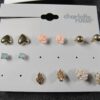 Lot of 13 pairs new on card Charlotte Russe pierced stud earrings gold tone cute - Image 4