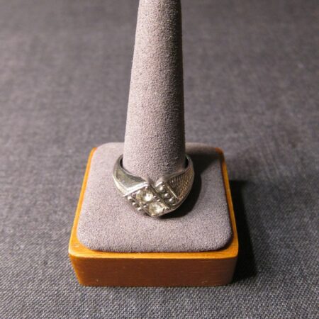Big size 12 silver tone and rhinestone or white crystal ring NICE!