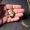 Beautiful heavy heart and faux pearl pendant on LONG 40" Monet gold tone chain