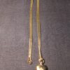Beautiful heavy heart and faux pearl pendant on LONG 40" Monet gold tone chain - Image 2