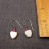 Beautiful sterling silver real heart-shaped pearl & pink topaz bead earrings