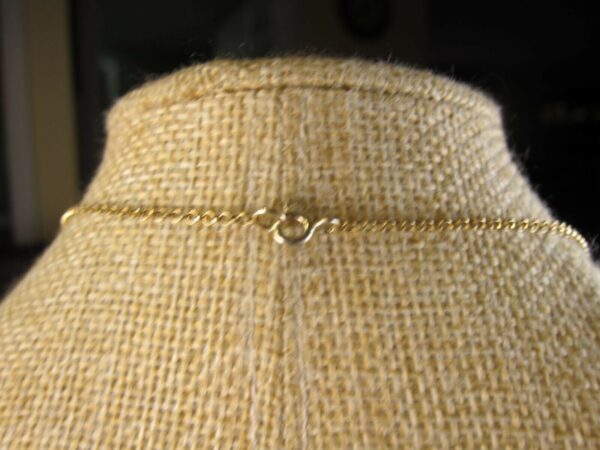 Pretty gold plated sterling silver chain choker necklace 14.5" 1 tiny blue bead - Image 3