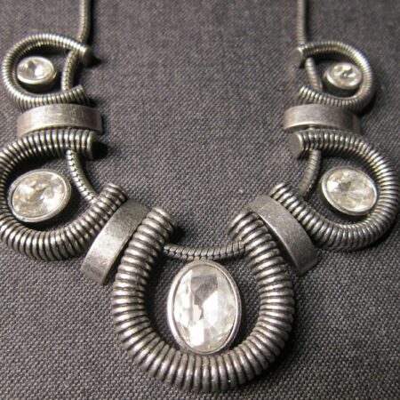 Gorgeous NWT Lia Sophia statement necklace silver-tone horseshoes & rhinestones