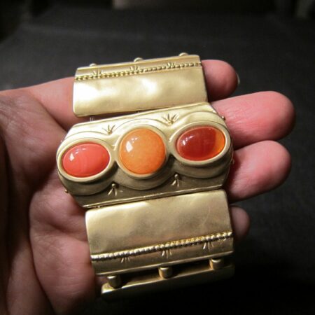 Gorgeous NEW NWT Chico's matte gold tone cuff stretch bracelet wide superhero!