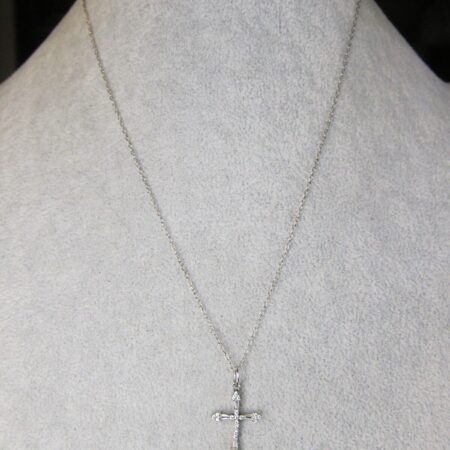 Beautiful sterling silver 925 18" delicate chain and small CZ cross pendant
