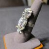 CUTE silver tone big Owl cocktail ring w/ Aurora Borealis AB crystals adjustable - Image 2