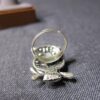 CUTE silver tone big Owl cocktail ring w/ Aurora Borealis AB crystals adjustable - Image 6