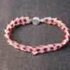 Gorgeous red & white AB crystal glass seed bead woven chevron bracelet - Image 2