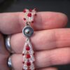 Gorgeous red & white AB crystal glass seed bead woven chevron bracelet - Image 4