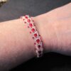 Gorgeous red & white AB crystal glass seed bead woven chevron bracelet - Image 7