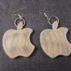 Apple company logo apple with bite large mesh earrings dangle silver tone 2" - Image 2