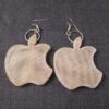 Apple company logo apple with bite large mesh earrings dangle silver tone 2" - Image 3