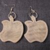 Apple company logo apple with bite large mesh earrings dangle silver tone 2" - Image 5
