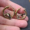 Wow! Gorgeous Peter Bram 14K gold & 925 humminbird hoop earrings 3.1g