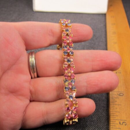 Gorgeous, fancy Joan Rivers pastel rhinestone tennis bracelet 7.25"