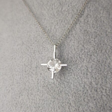 Gorgeous large round cut white topaz solitaire sterling silver 16" chain
