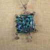 Beautiful blue green hand-blown art glass pendant sterling wire wrap necklace - Image 2