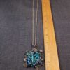 Beautiful blue green hand-blown art glass pendant sterling wire wrap necklace - Image 5