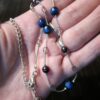 Anne Klein necklace silver tone with purple and blue beads 15" to 18" adjustable