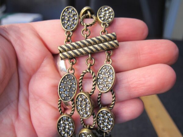 Kiam Family for Lia Sophia antique brass tone magnetic bracelet rhinestone 3 row - Image 3