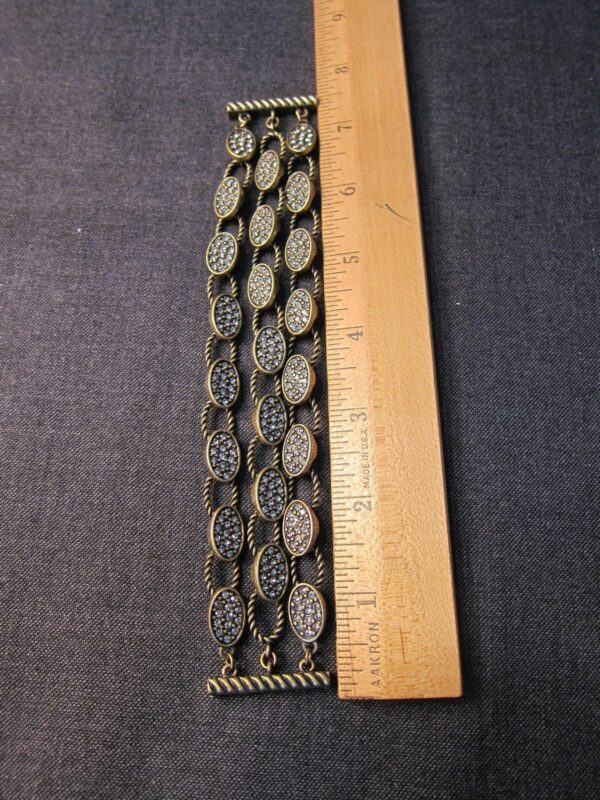Kiam Family for Lia Sophia antique brass tone magnetic bracelet rhinestone 3 row - Image 4