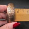 Beautiful vintage etched cuff bracelet marked Solid Copper small wrists 6.75" in