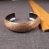 Beautiful vintage etched cuff bracelet marked Solid Copper small wrists 6.75" in - Image 2