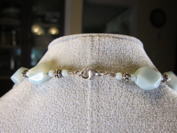 Beautiful blue/green calicite or aventurine stone sterling silver bead necklace - Image 2