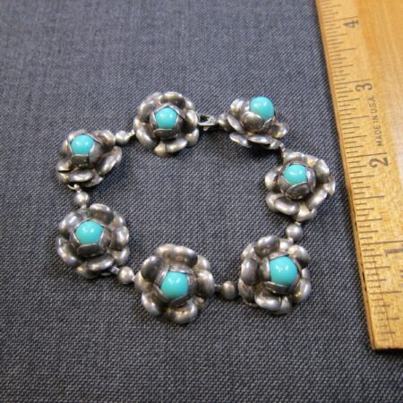 Gorgeous vintage sterling silver chunky flowers bracelet 925 7"