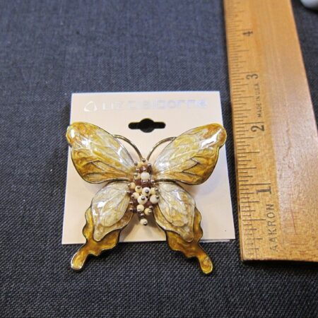 Gorgeous new Liz Claiborne heavy intricate enamel butterfly brooch pin